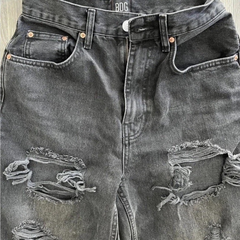 BDG Urban Outfitters Black High Rise Baggy Ripped Wide Leg Jeans Pre-Owned Sz.28 - Picture 3 of 8